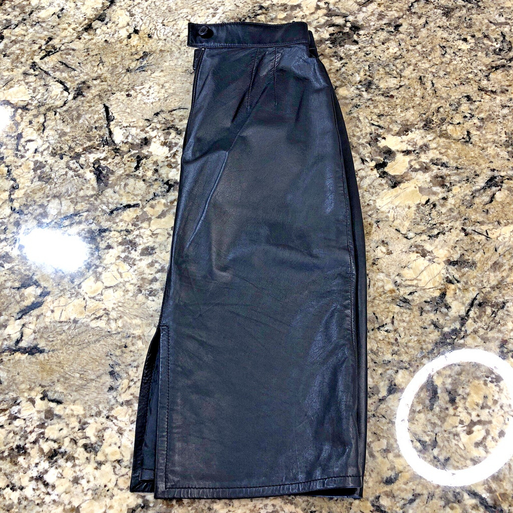 Size 8 I.B. Diffusion Womens Genuine Leather Pencil Skirt Black 1/4 Zip KR - Picture 16 of 16
